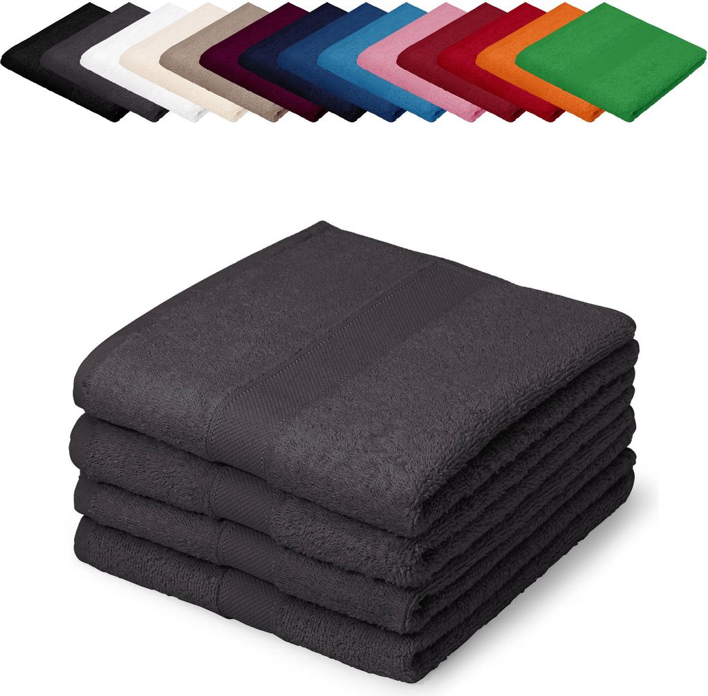 4er PACK Gästetücher 30x50 cm Gästehandtücher Kinderhandtücher Babyhandtücher 100% Baumwolle, Farbe: Grau