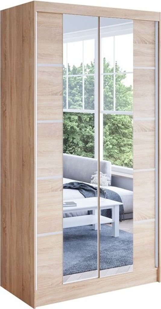 Easy4You N5 100 cm Sonoma Schiebetüren Kleiderschrank Produktbild 