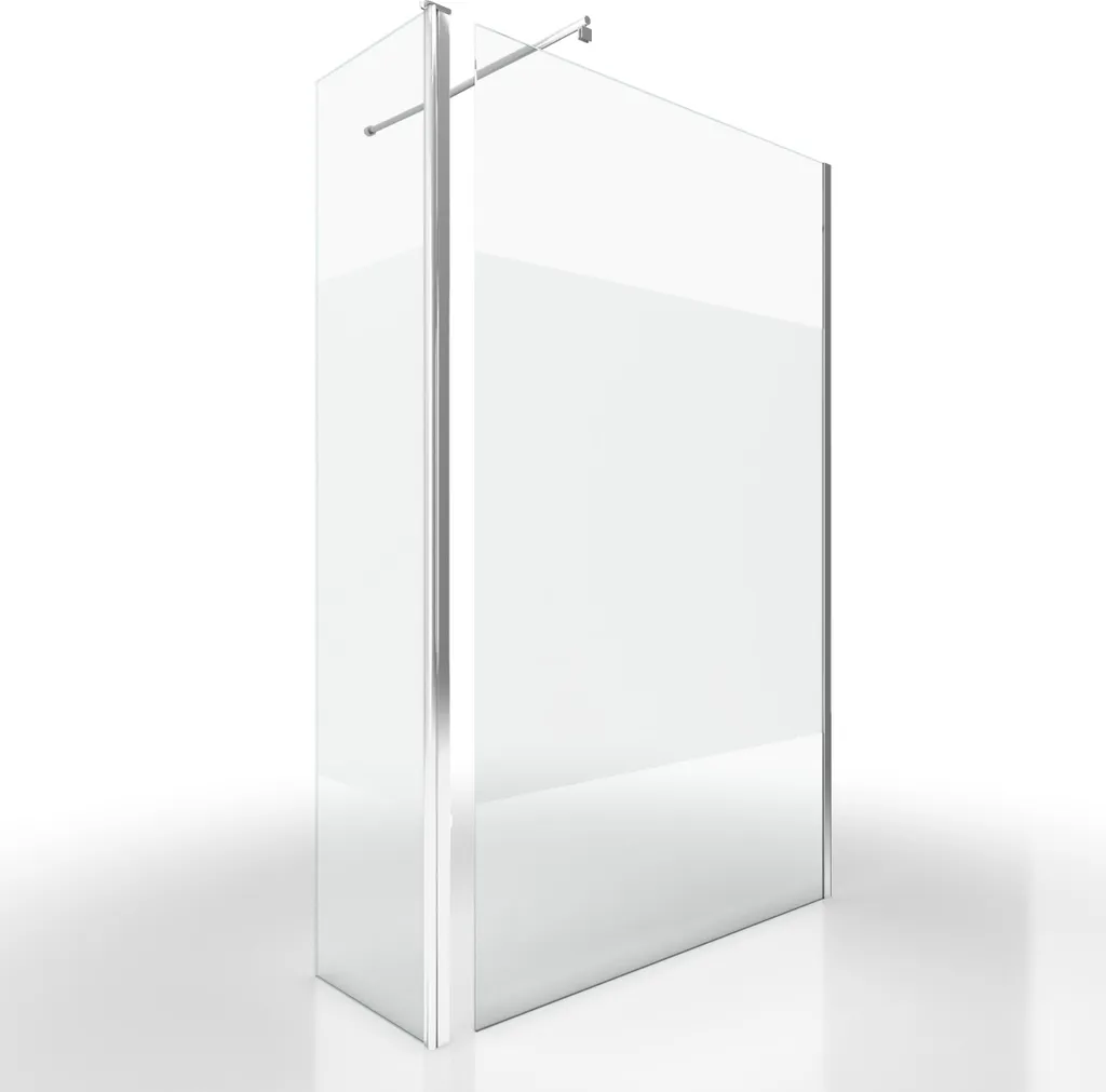 Paroi de douche 120 cm avec volet pivotant 40 cm - Bande dépolie chrome