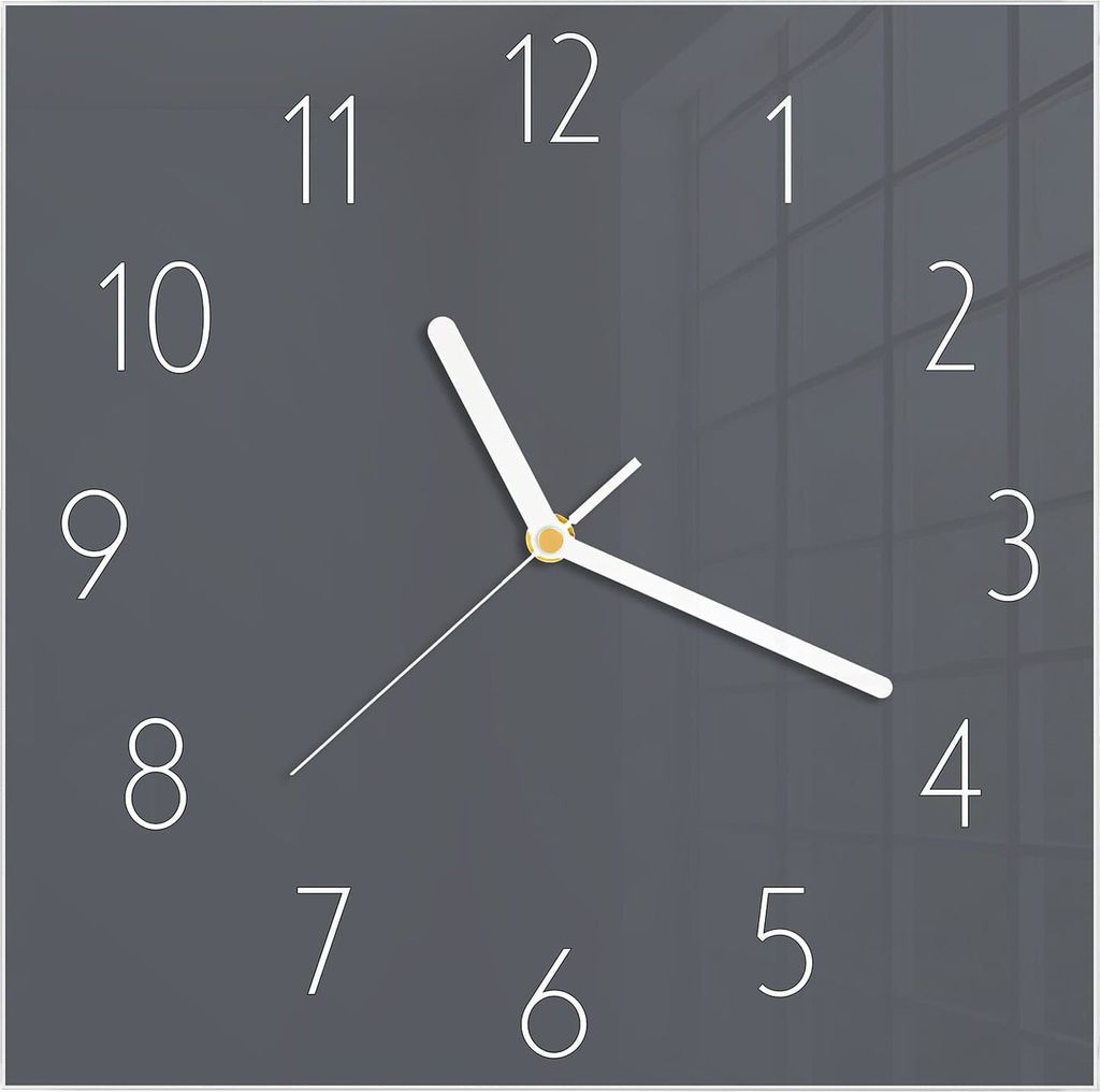 Wanduhr aus Glas mit Motiv Dunkelgrauer Hintergrund- 30 x 30 cm - inkl. Aufhängesystem