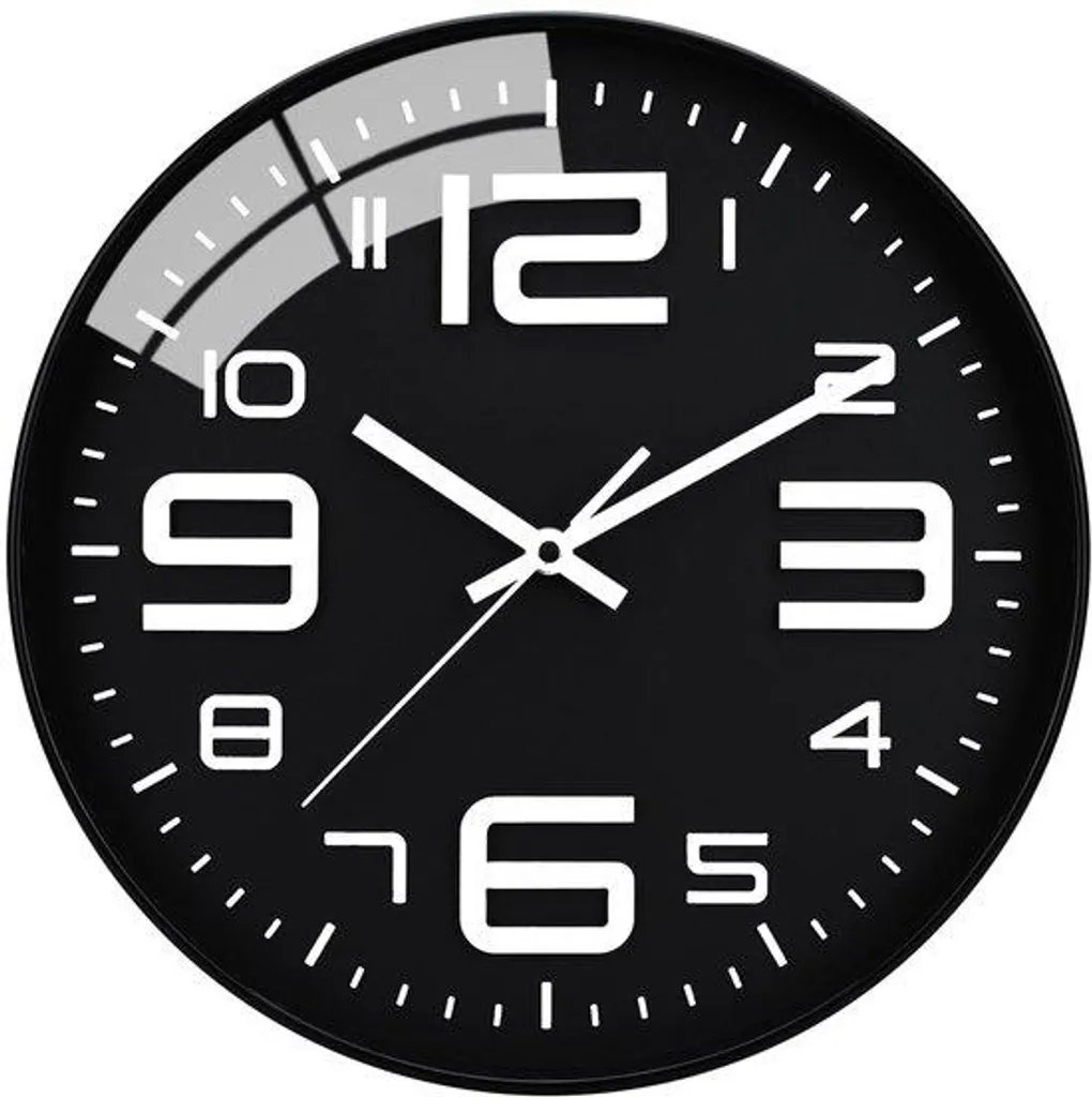 Pendule murale noire silencieuse de 30 cm pour salon et bureau chic