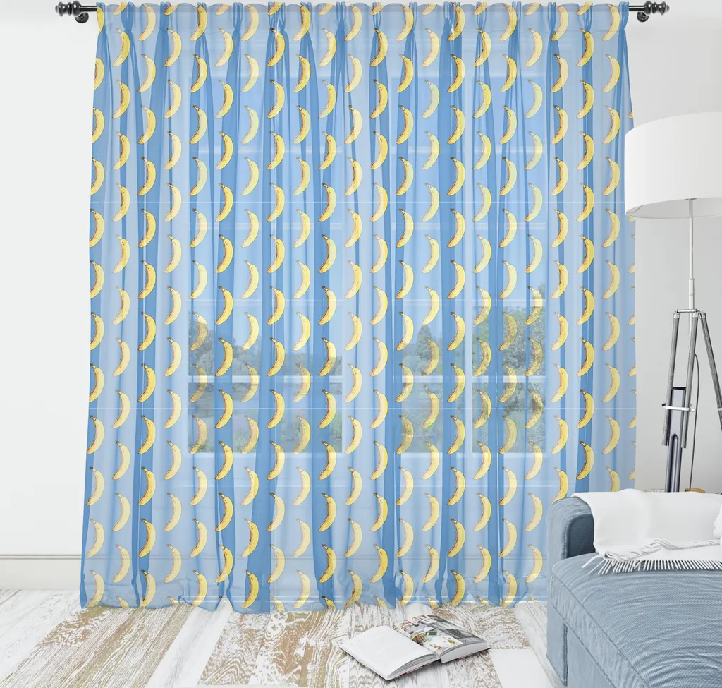 Arredamento Parete ABAKUHAUS Pop Art Banana - Arazzo Blu 220x274