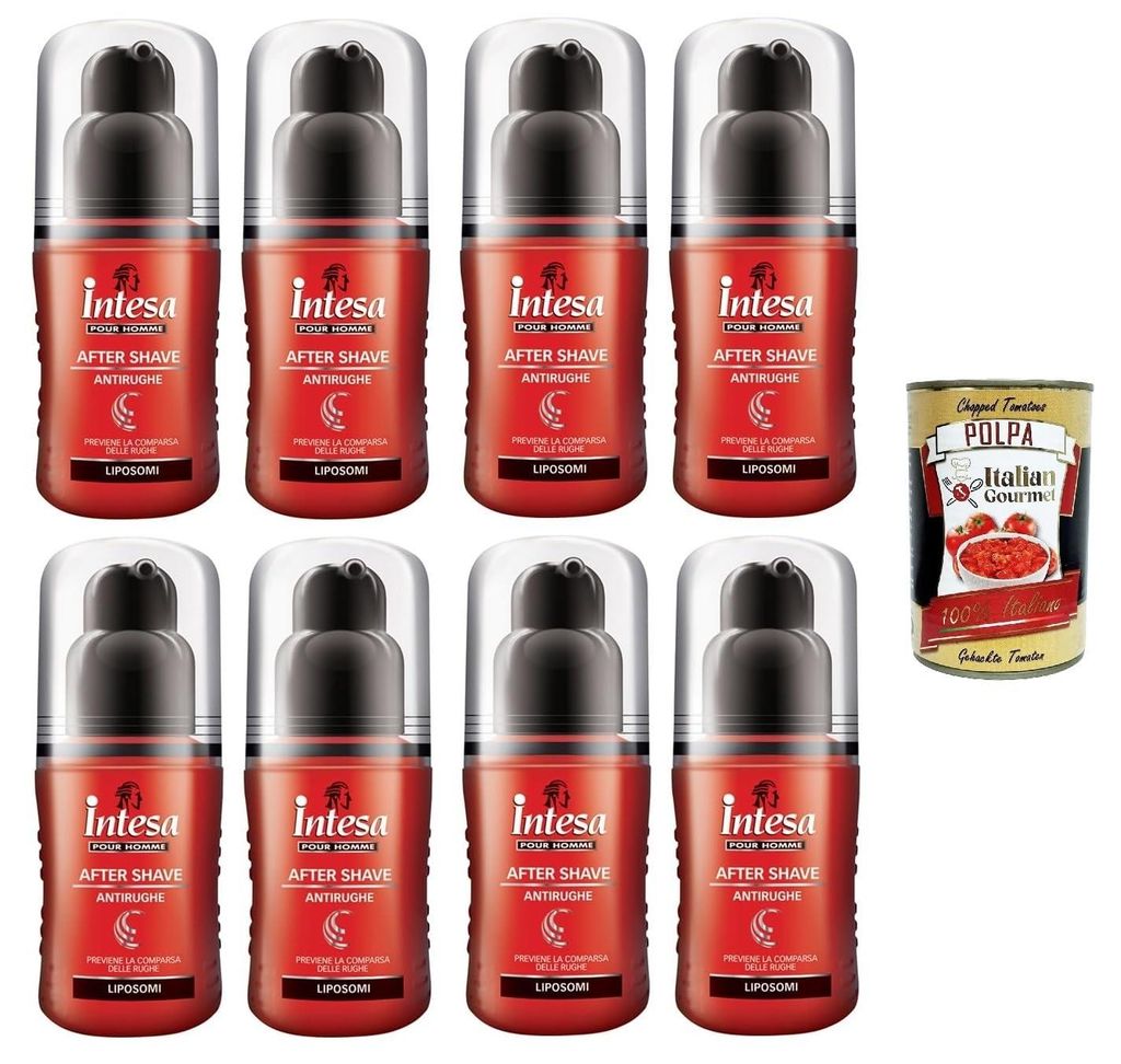 Intesa Pour Homme After Shave Antirughe Feuchtigkeitsspendend Gegen Falten,Ohne Alkohol 8x 100ml + Italian Gourmet polpa 400g