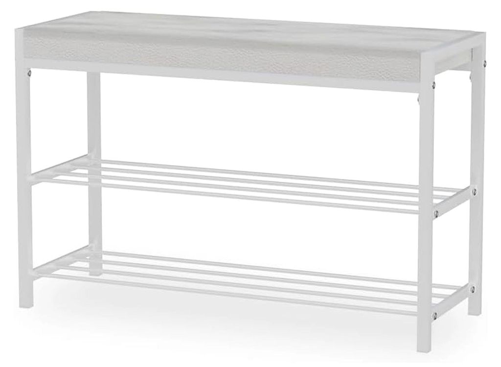 Schuhbank Borneo, Weiß, 80 x 52 cm, zur Schuhaufbewahrung und als Sitzgelegenheit geeignet