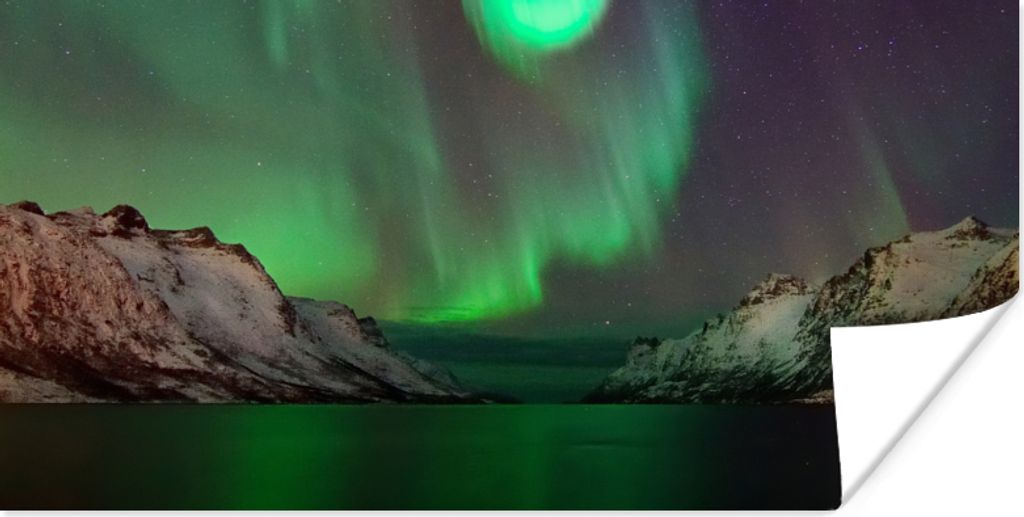 MuchoWow Poster Nordlichter - Berge - Norwegen 120x60 cm - Bild