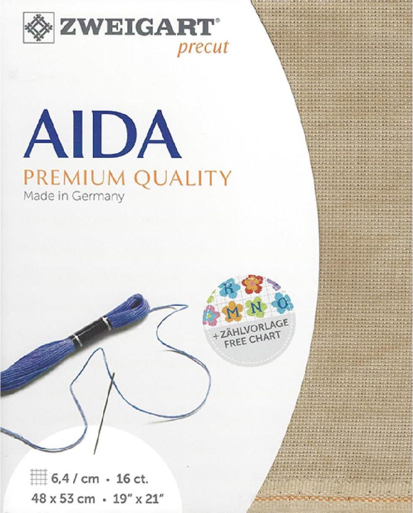 AIDA Zweigart Precut 16 ct. 3251 Farbe 3009 vintage, Handarbeitsstoff für Kreuzstich 48x53 cm