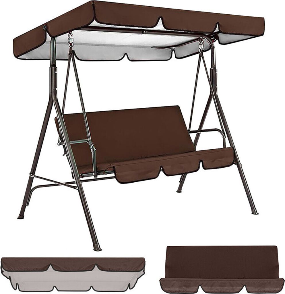 (195×125×15cm,Braun)Ersatzdach Hollywoodschaukel Wasserdicht Dach-plane Gartenschaukel Sonnendach mit Dach & Sitzauflage für Patio Garden ...