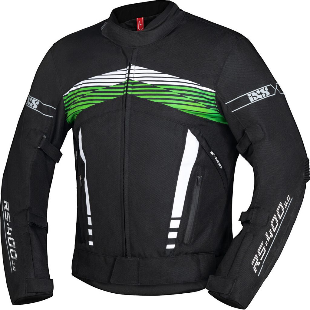 IXS RS-400-ST 3.0 Motorrad Textiljacke, schwarz/weiß/grün, XL