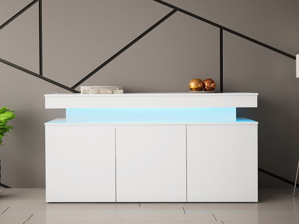 Komoda s LED osvětlením USOA - lesklá bílá / matná bílá Obrázek produktu 