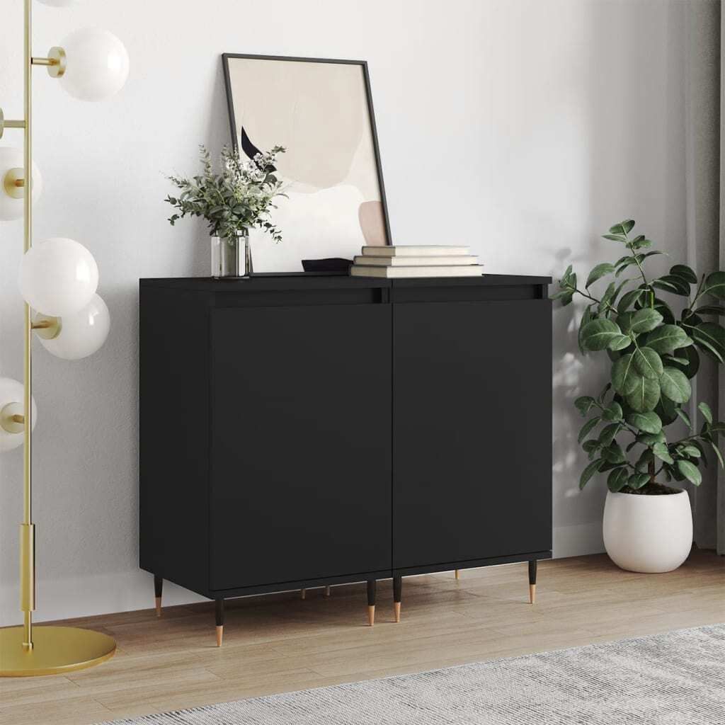 Maison Exclusive - Sideboards 2 Stk. Schwarz 40x35x70 cm Holzwerkstoff