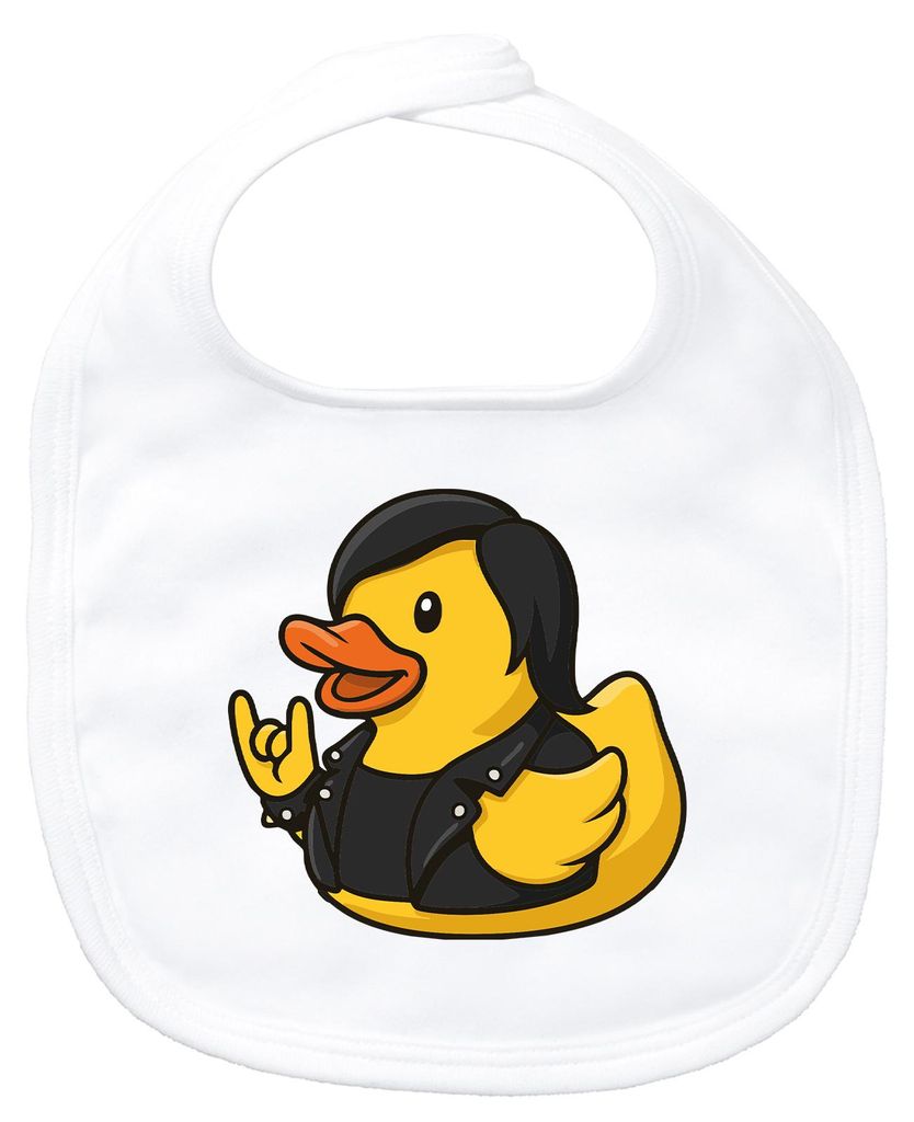 Huuraa Baby Lätzchen Quietscheente Rocker Gummiente Biker White Klettverschluss Baumwolle Latz Geschenkidee
