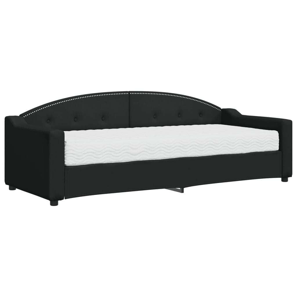 vidaXL Tagesbett mit Matratze Schwarz 80x200 cm Stoff