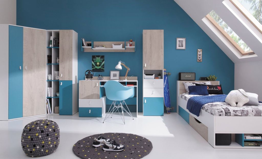 Jugendzimmer Komplett - Set A "Aalst", 6-teilig, Eiche / Produktbild 