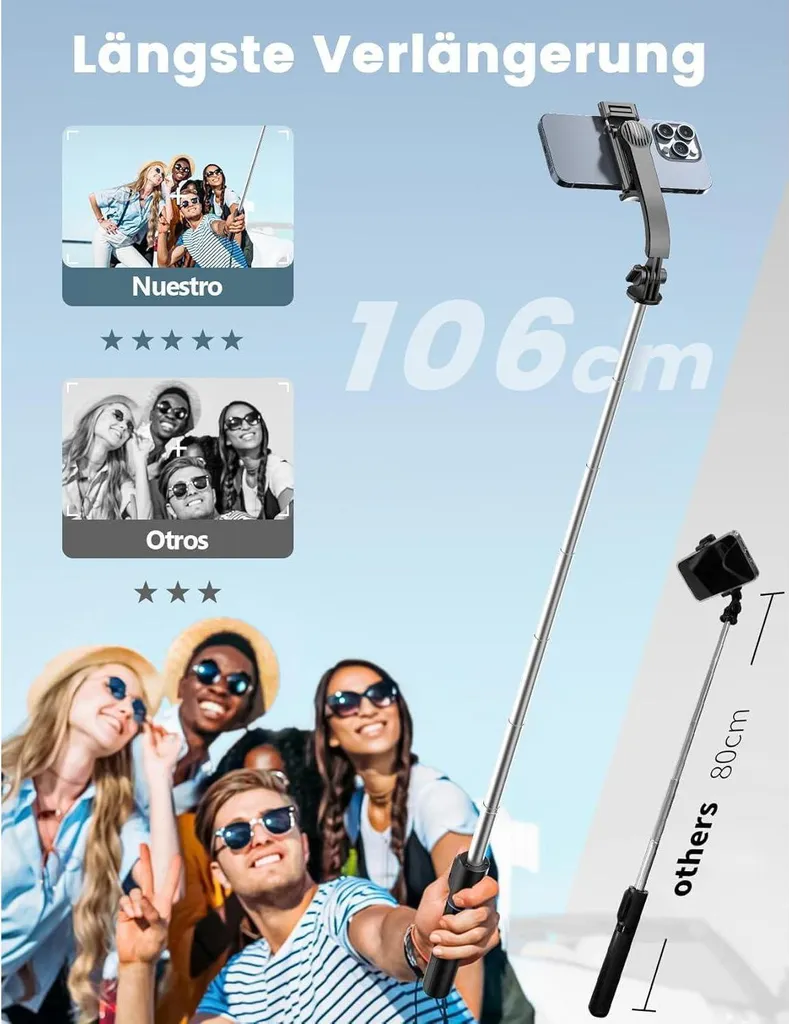 Perche Selfie Trépied Bluetooth avec Télécommande Détachable Noir - S1 - 3