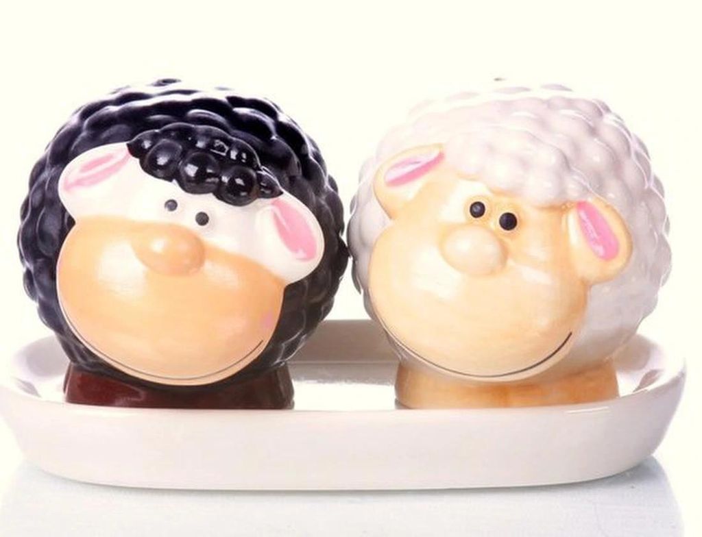 Keramische zout- und Pfefferstreuer-Set mit charmanten Schaf-Design