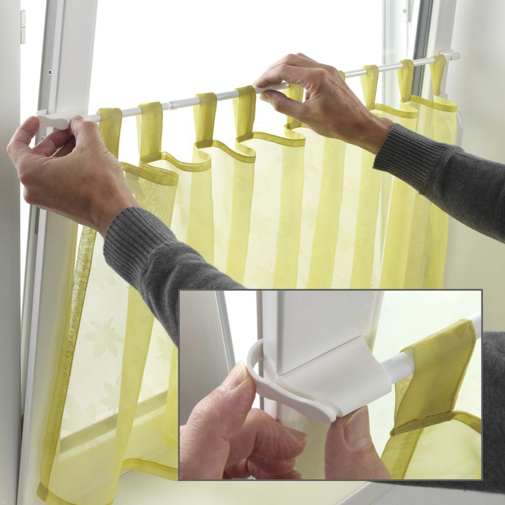 Gardinia Klemm-Vitragenstange weiß, 45 - 75 cm