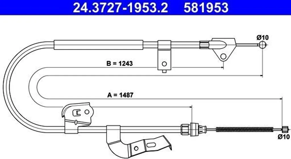 Câble de frein à main ATE 24.3727-1953.2 pour Toyota Aygo B1 OE 46430