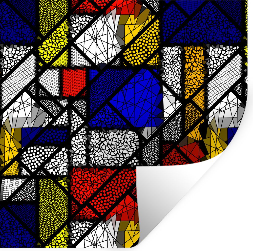 MuchoWow Wandtattoo Wandsticker Wandaufkleber Mondrian - Glasmalerei - Alte Meister - Kunstwerk - Abstrakt - Malerei 50x50 cm Selbstklebend und R...