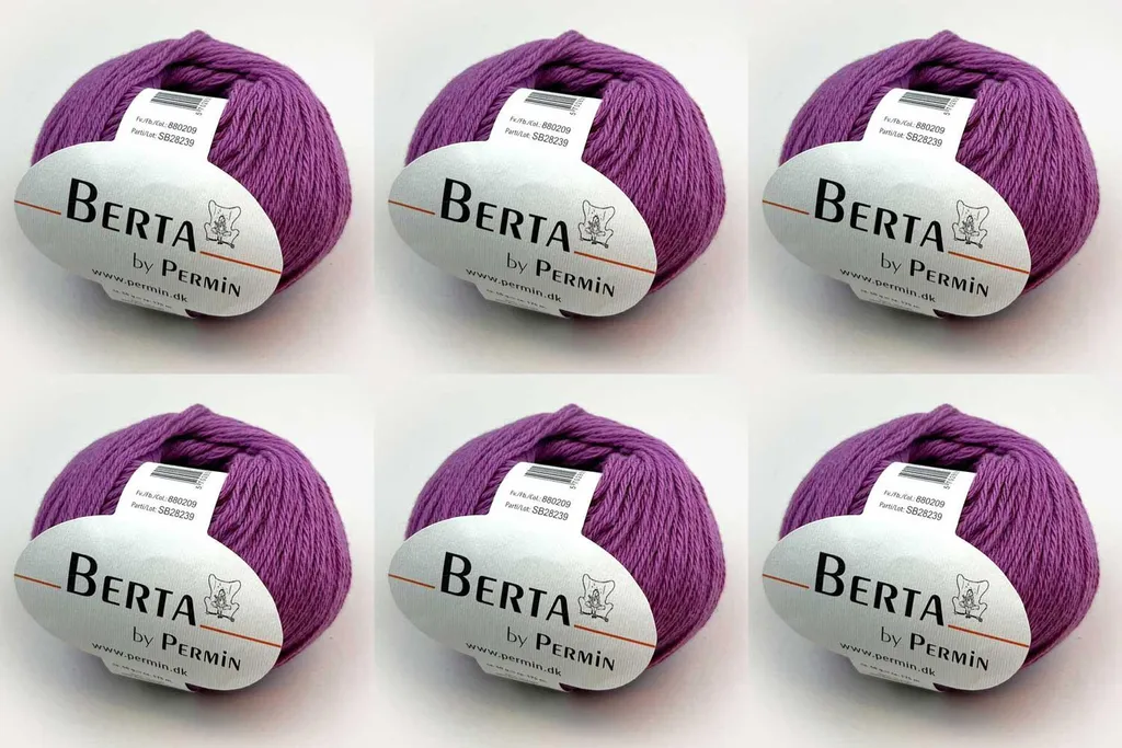 Pack tricot 6 pelotes Berta Permin mûre pour vêtements laine et coton