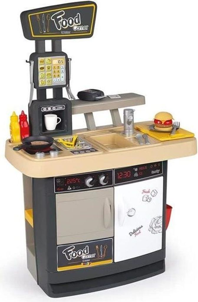 Spielküche Restaurant Smoby Food Corner, 29 Zubehörteile, 360° Spielbereich, Imitationsspielzeug