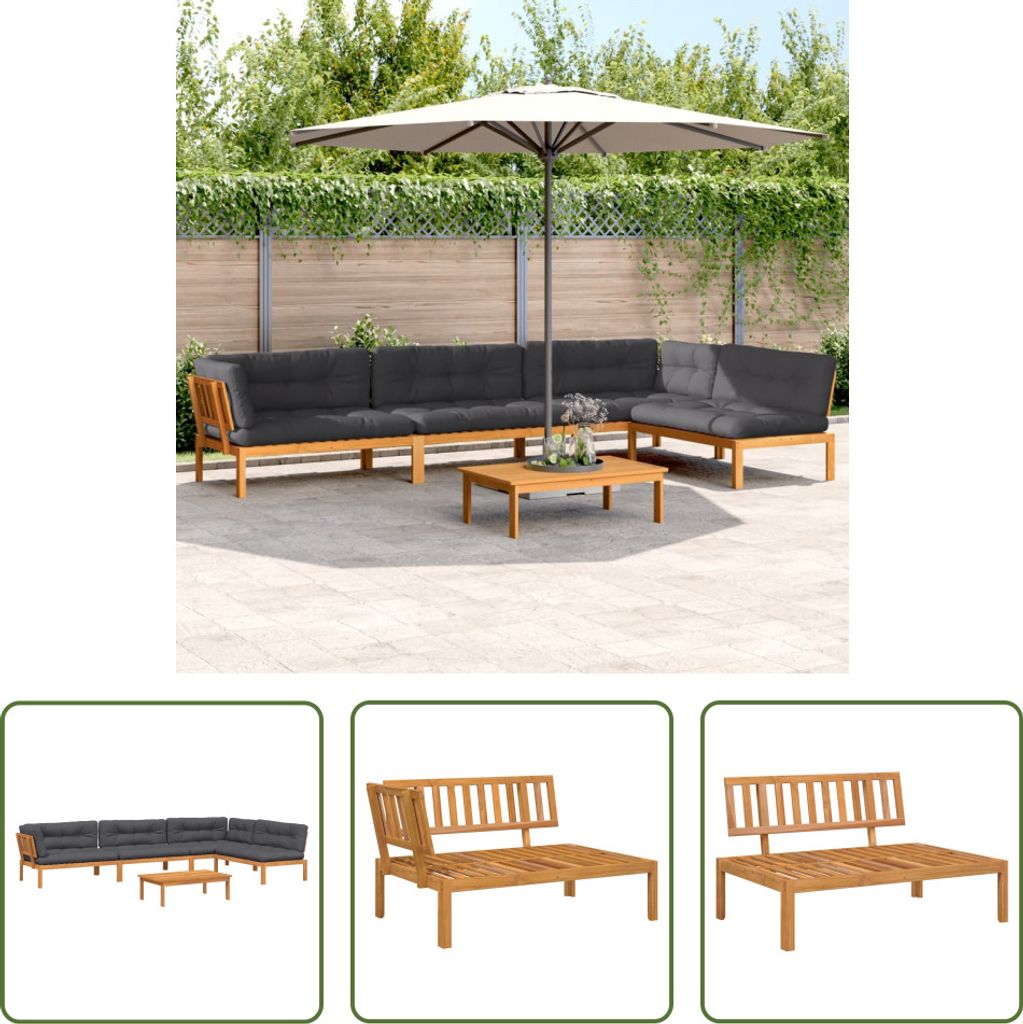 The Living Store 5-tlg. Garten-Sofagarnitur aus Paletten mit Kissen Akazienholz