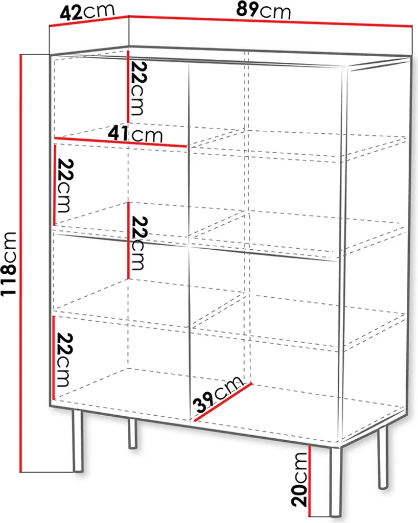 Buffet bas de salon RIESEL avec portes - Commode de rangement noyer - 4
