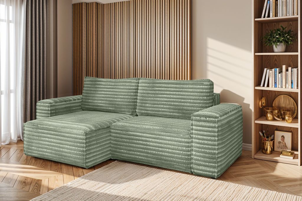 Kaiser Möbel Bohoo Ecksofa L-from Olive Links stoff Velo