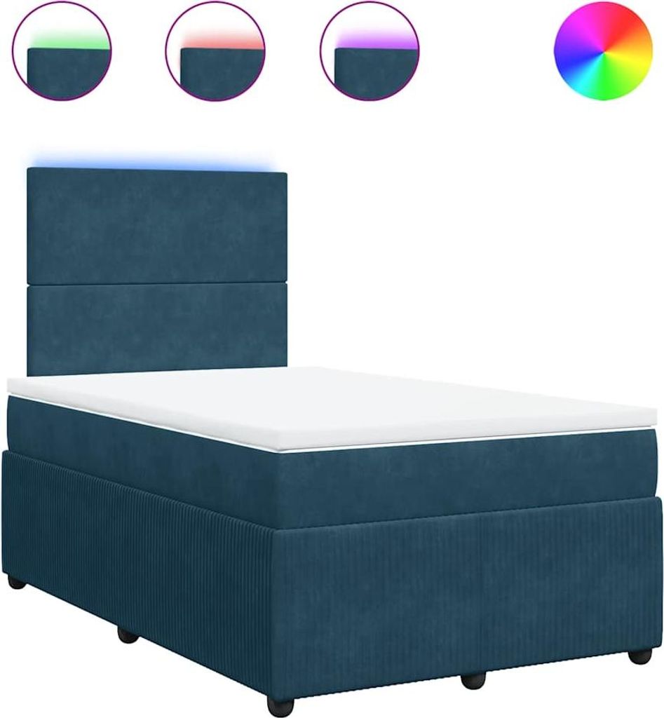 vidaXL Boxspringbett mit Matratze Blau 120x200 cm Samt