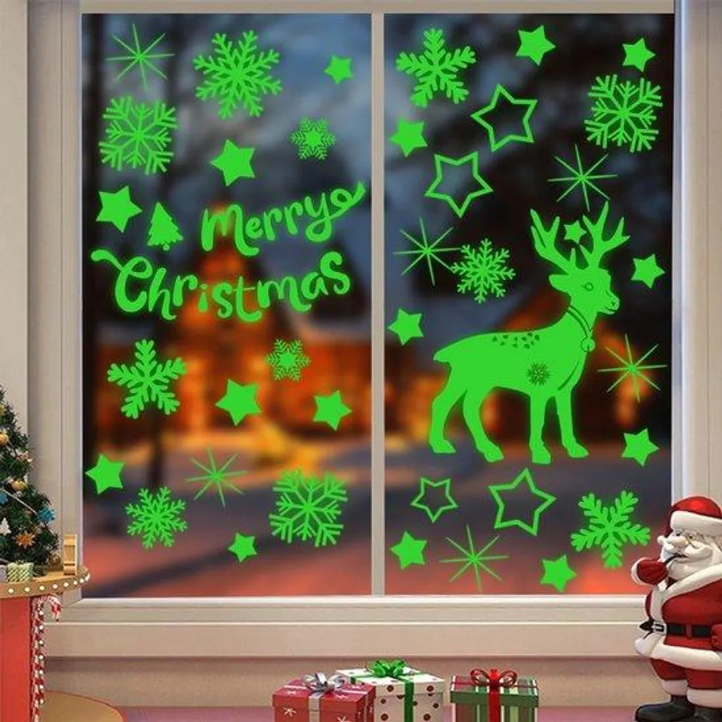 Stickers fenêtre Noël sans colle - Décoration PVC propre lot de 2