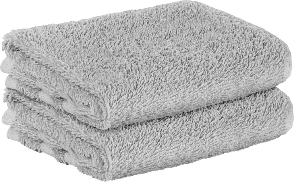 StickandShine 2er SET Premium Frottee Gästehandtuch 30x50 cm in hellgrau in 500g/m² aus 100% Baumwolle