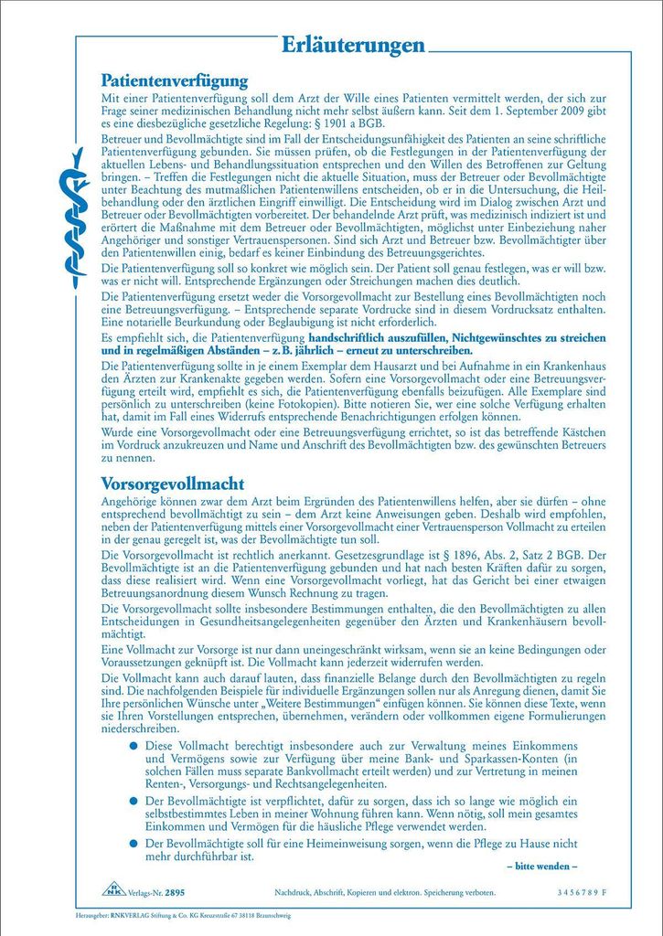 RNK-Verlag Patientenverfügung Formulare 2895 Produktbild 8
