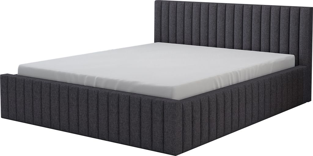 Polsterbett LOGAN 180x200 mit Matratze und Bettkasten. Farbe: Grau.