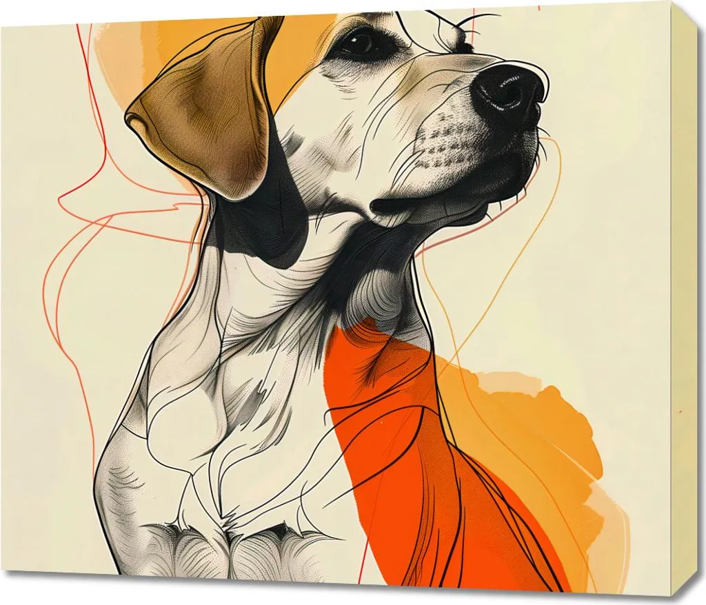 Sublimez vos Murs avec l'Esquisse Dignité Canine 70x60 - Art Épuré