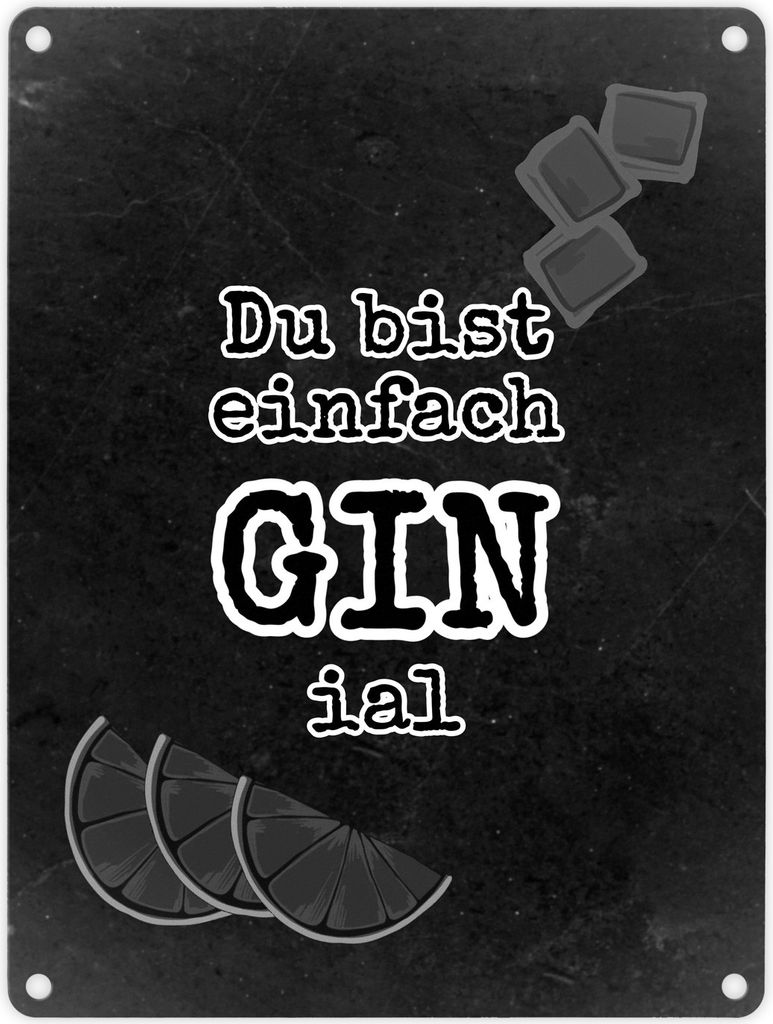 Metallschild in 15x20 cm mit Spruch Du bist einfach GINial