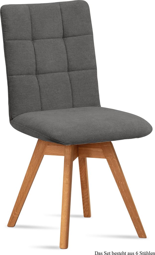 Esszimmerstuhl drehbar (6er-Set) Doria 47x91x60 Eiche geölt/Grau