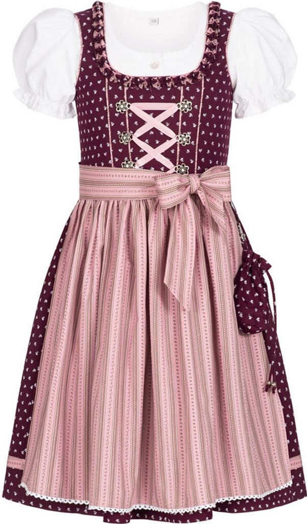 Kinderdirndl 3-teilig Nabilia in Weinrot von Nübler Größe 158