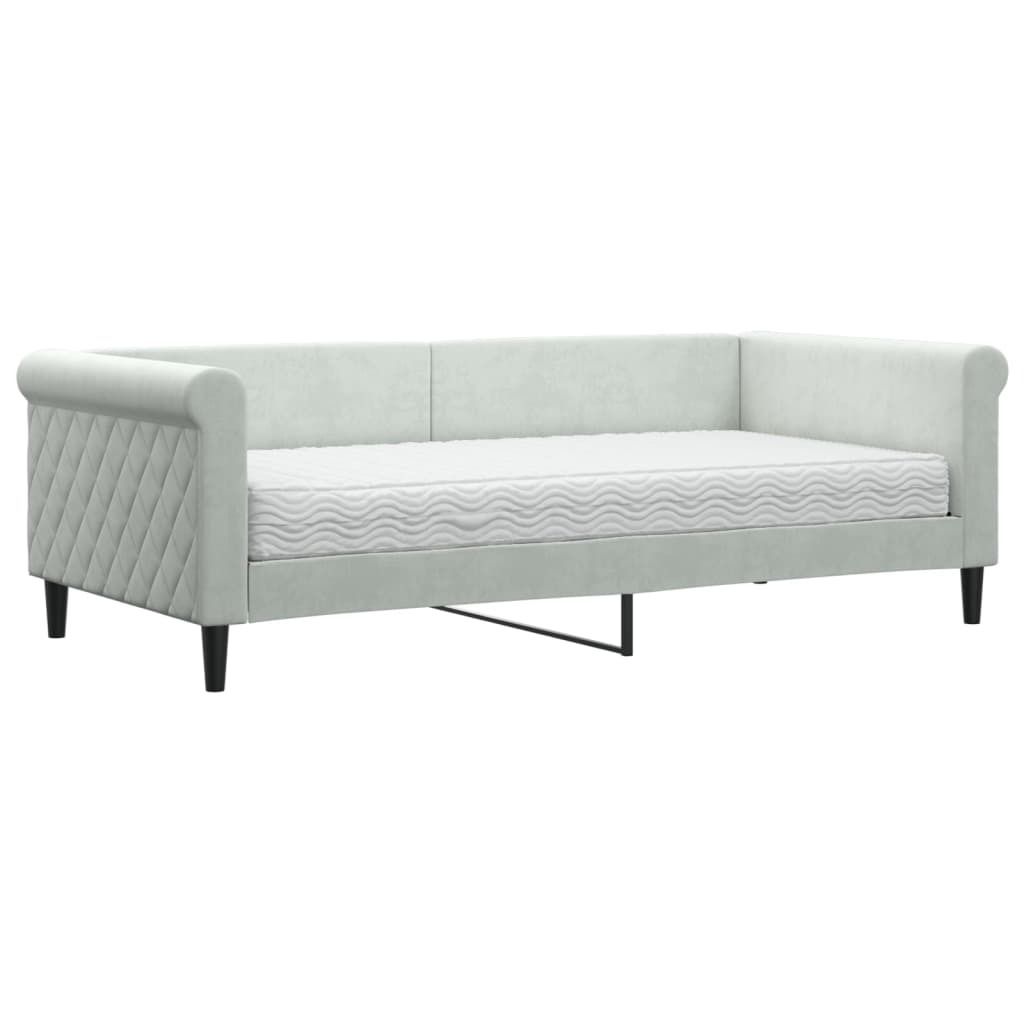 vidaXL Tagesbett mit Matratze Hellgrau 90x190 cm Samt