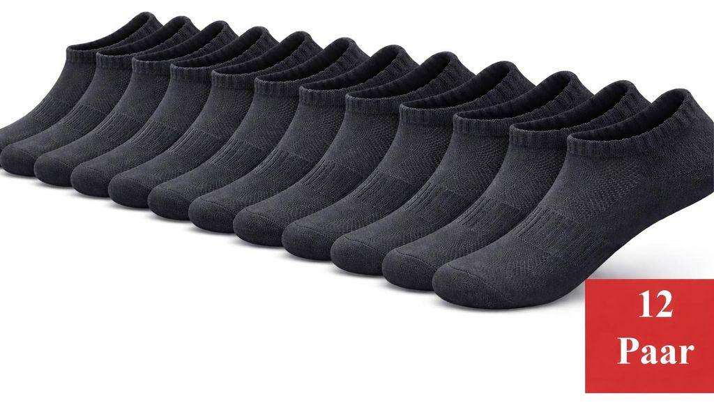 12 Paar Sportsocken Damen Herren Sneaker Socken atmungsaktiv, Dunkelblau 43-46