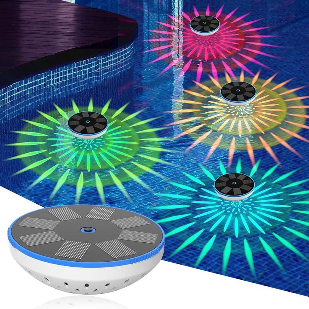 Schwimmende Solar LED Gartenleuchte RGB Farbwechsel 1200mAh IPX8 Pool Dekoration Lampe mit Sensor für Whirlpool Terrasse Außenbereich