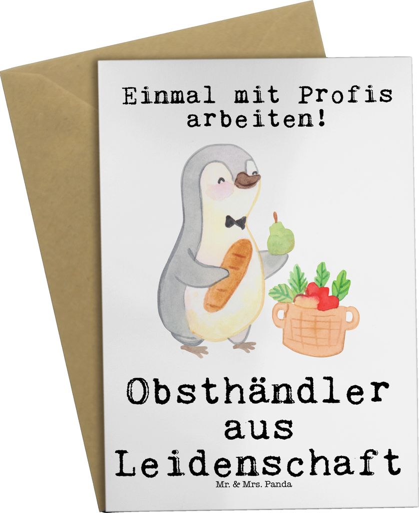 Mr. & Mrs. Panda babykarte Obsthändler Leidenschaft - Weiß - Geschenk, Obstplantage, Obstbauer, Grußkarten, einladungskarten, osterkarte, hochze...
