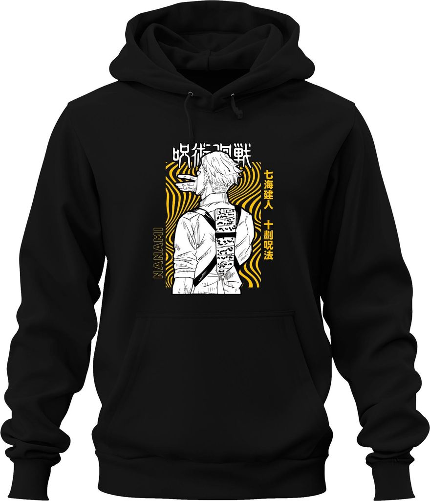 Jujutsu Kaisen Nanami Kento Anime Manga Anzug Retro Gelb Schwarz Uni Hoodie Kapuzenpullover, Schwarz, XXL