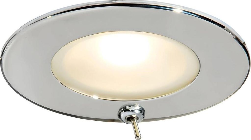 Flache Edelstahl LED Deckenleuchte 8 Watt, Einbaustrahler mit oder ohne Schalter, 12V / 24V, für Boot oder Wohnmobil Größe: Mit Schalter IP40