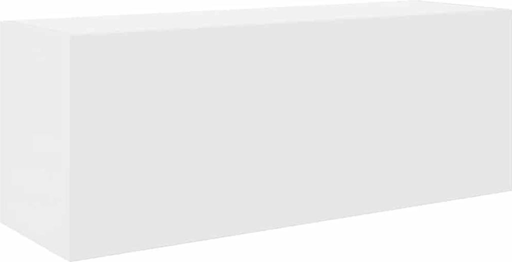 A plain white rectangular cabinet against a white background.