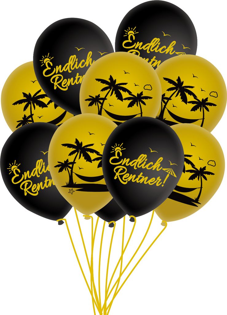 Oblique Unique Endlich Rentner Luftballon Set - 10 Ballons als Deko für Ruhestand Rente Pensionierung Abschied Party