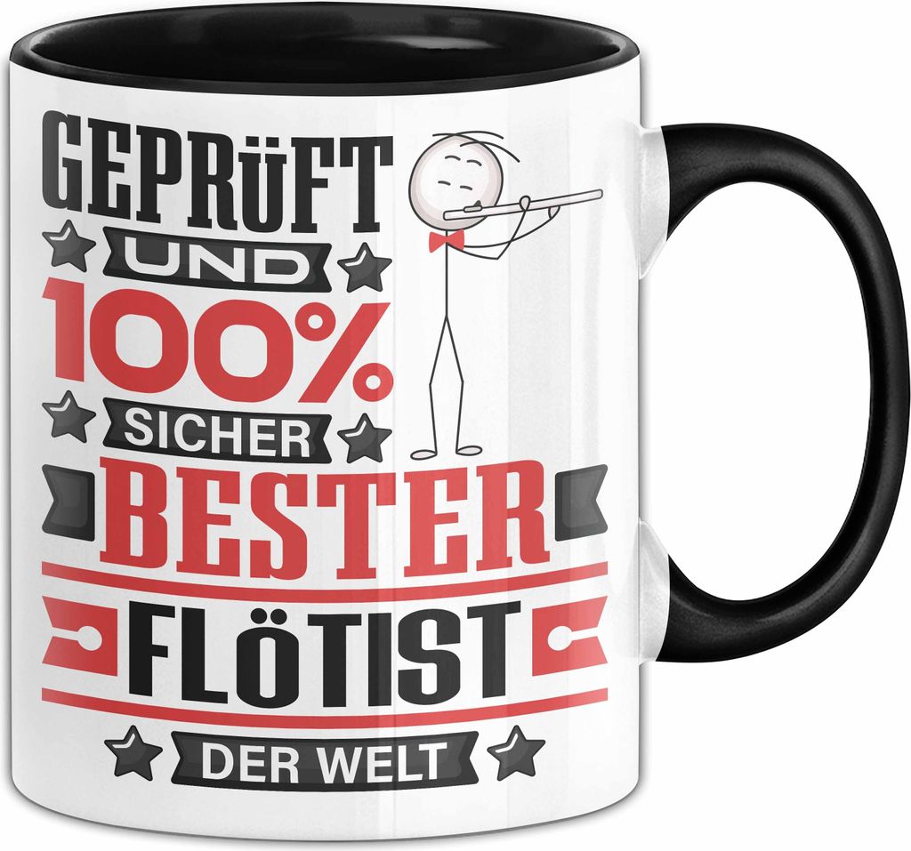 Flötist Geschenk Lustiger Spruch für Flötist Geschenkidee Bester Flötist Der Welt (Schwarz)