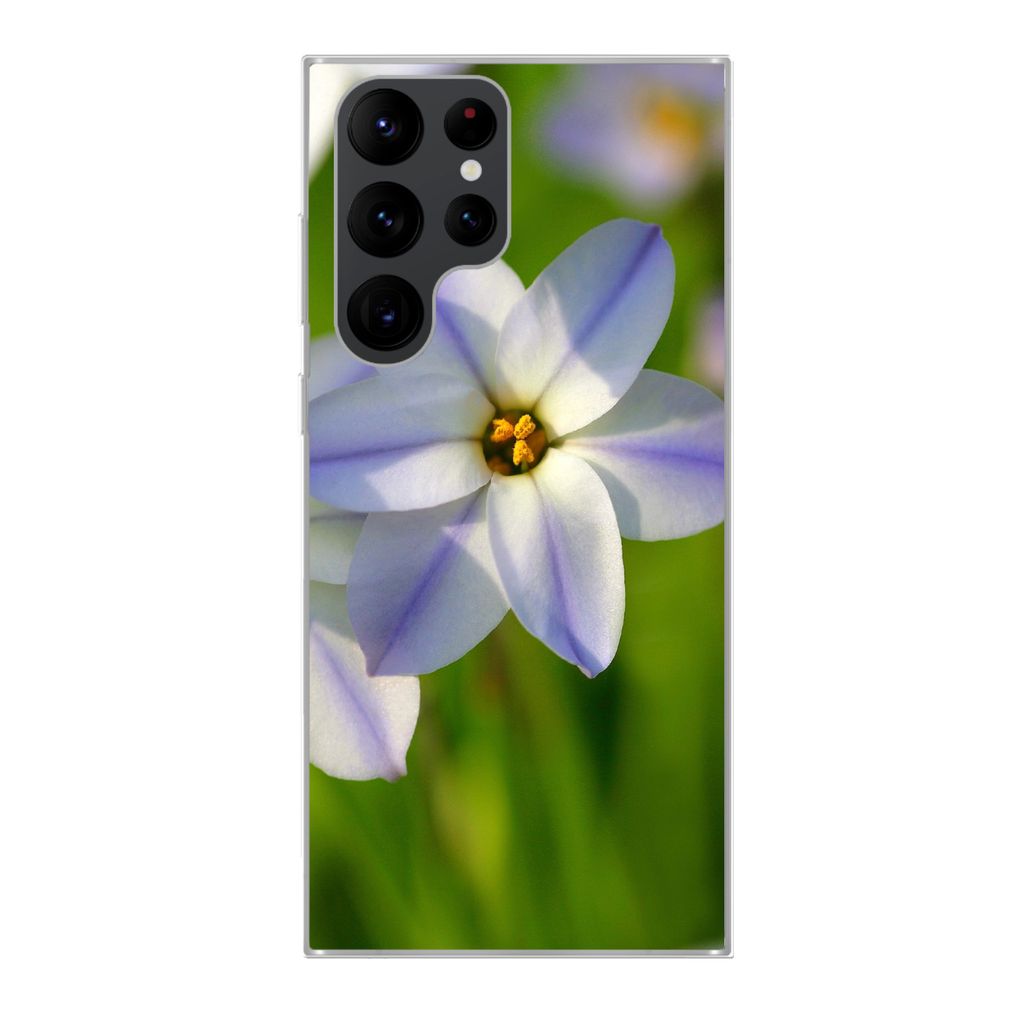 MuchoWow Handyhülle Schutzhülle Hülle für Samsung Galaxy S22 Ultra Blumen - Garten - Lila Silikon Softcase Handy Hülle - Abbildung