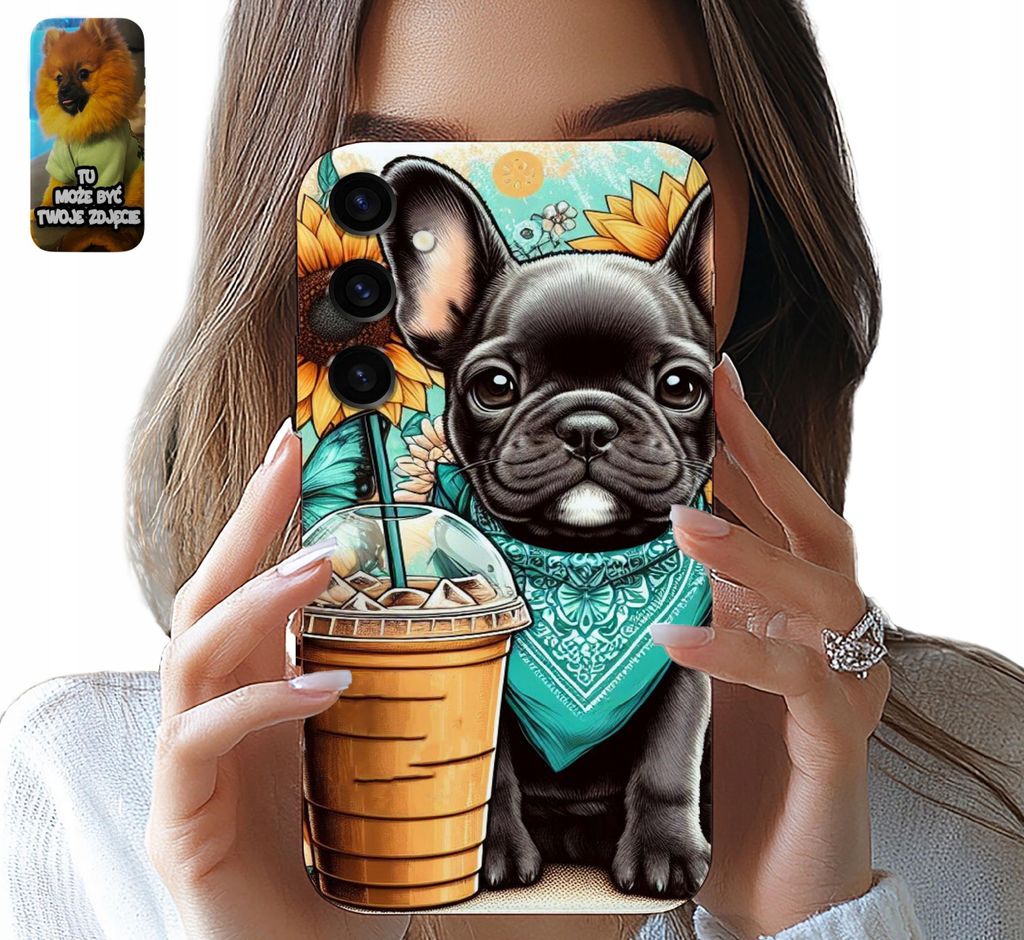 Fall Samsung Galaxy S24 Französische Bulldogge Kaffee Süsse Designs