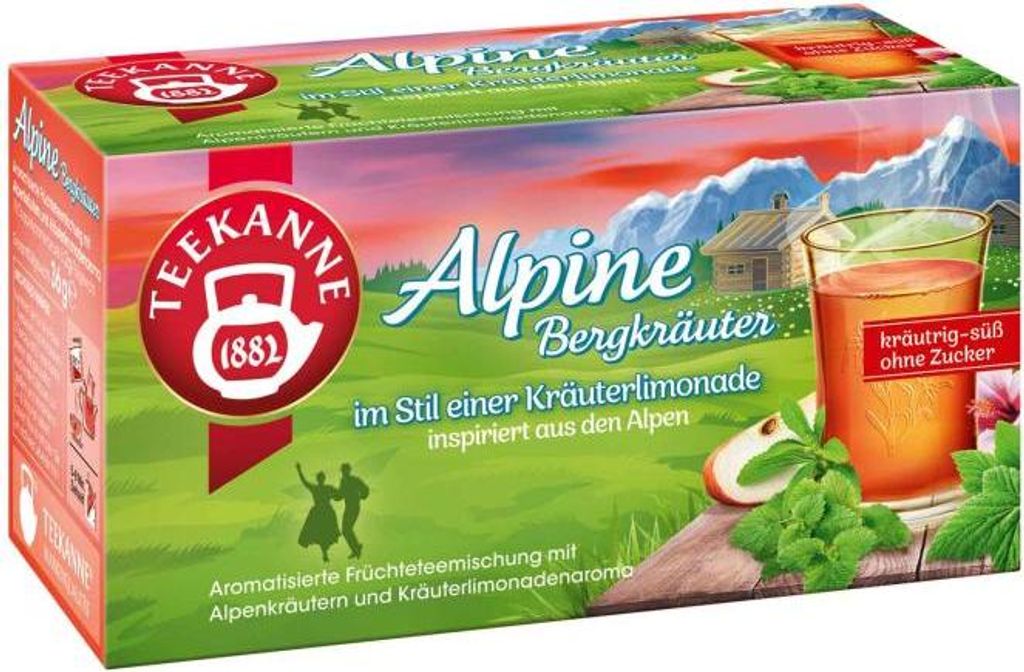Teekanne Alpine Bergkräuter mit Alpenkräutern 18er Packung Produktbild 