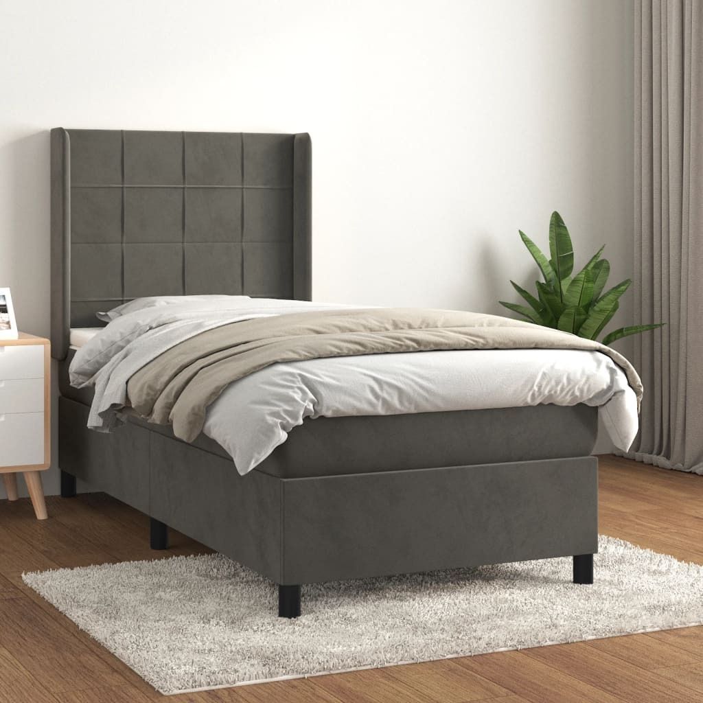 The Living Store Boxspringbett mit Matratze Dunkelgrau 80x200 cm Samt
