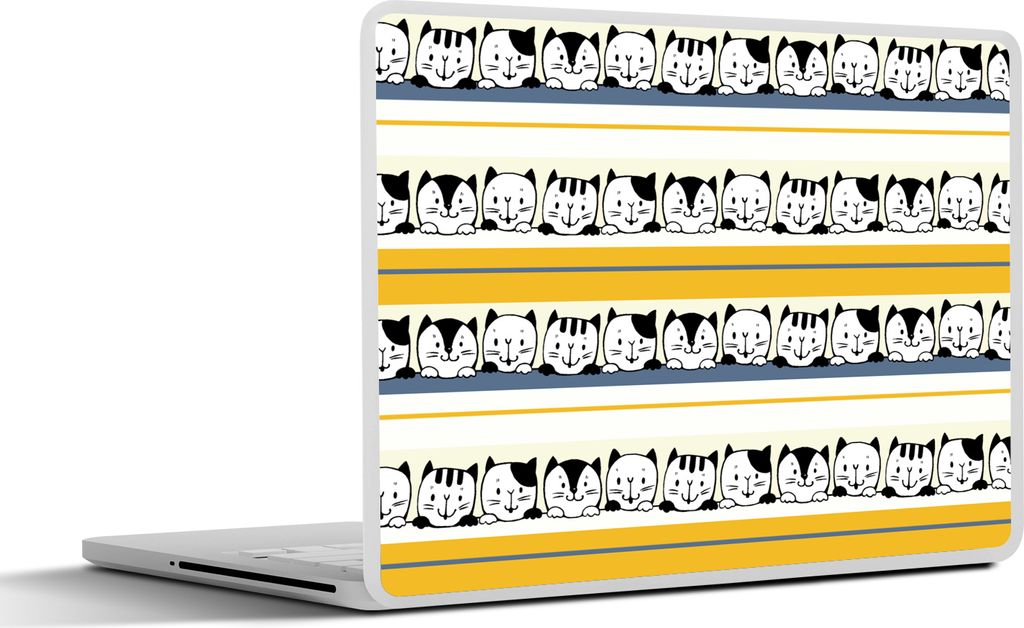 MuchoWow Laptop Aufkleber Sticker Cover Katze - Muster - Haustiere 25x18 cm - Laptop-Deko
